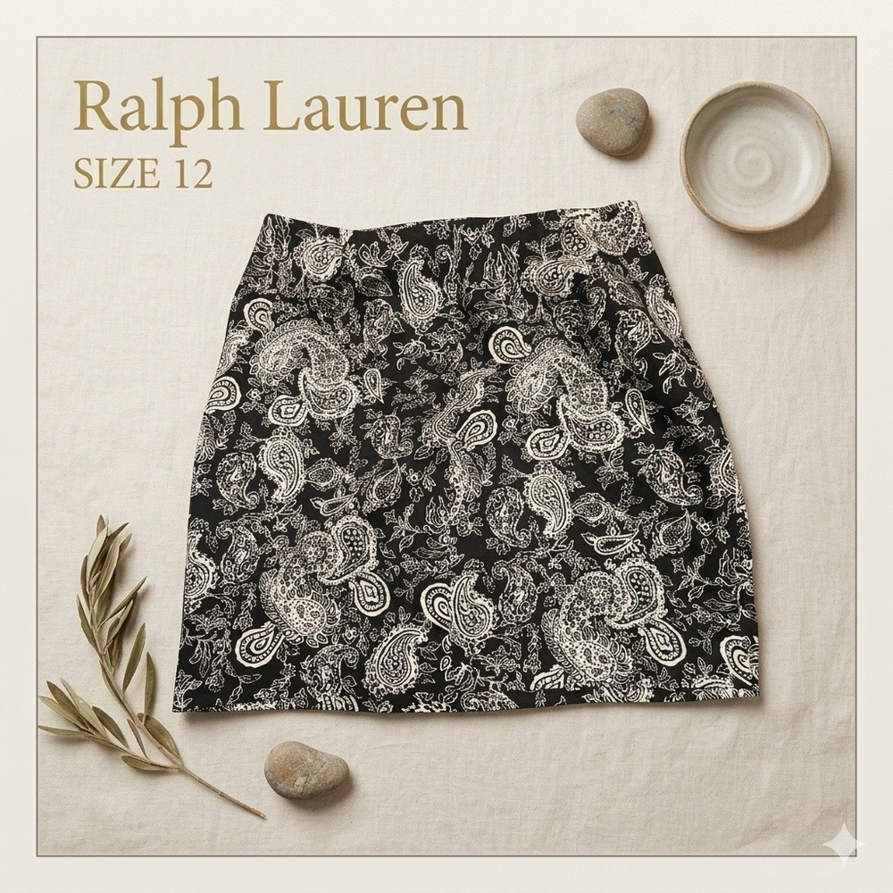 Lauren Ralph Lauren Dark Academia Paisley Pencil‎ Skirt Women Size 12
